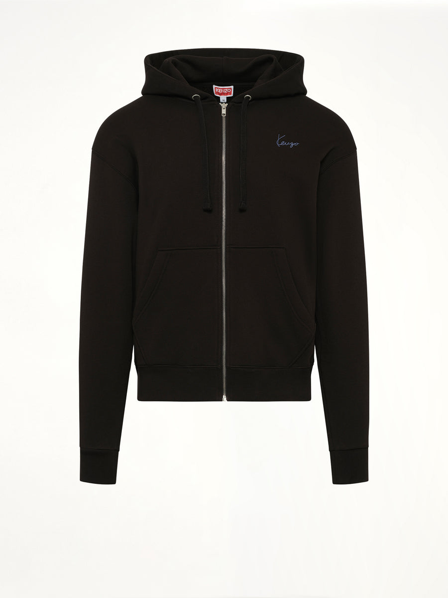 Signature Classic Zip Up Hoodie in Black
