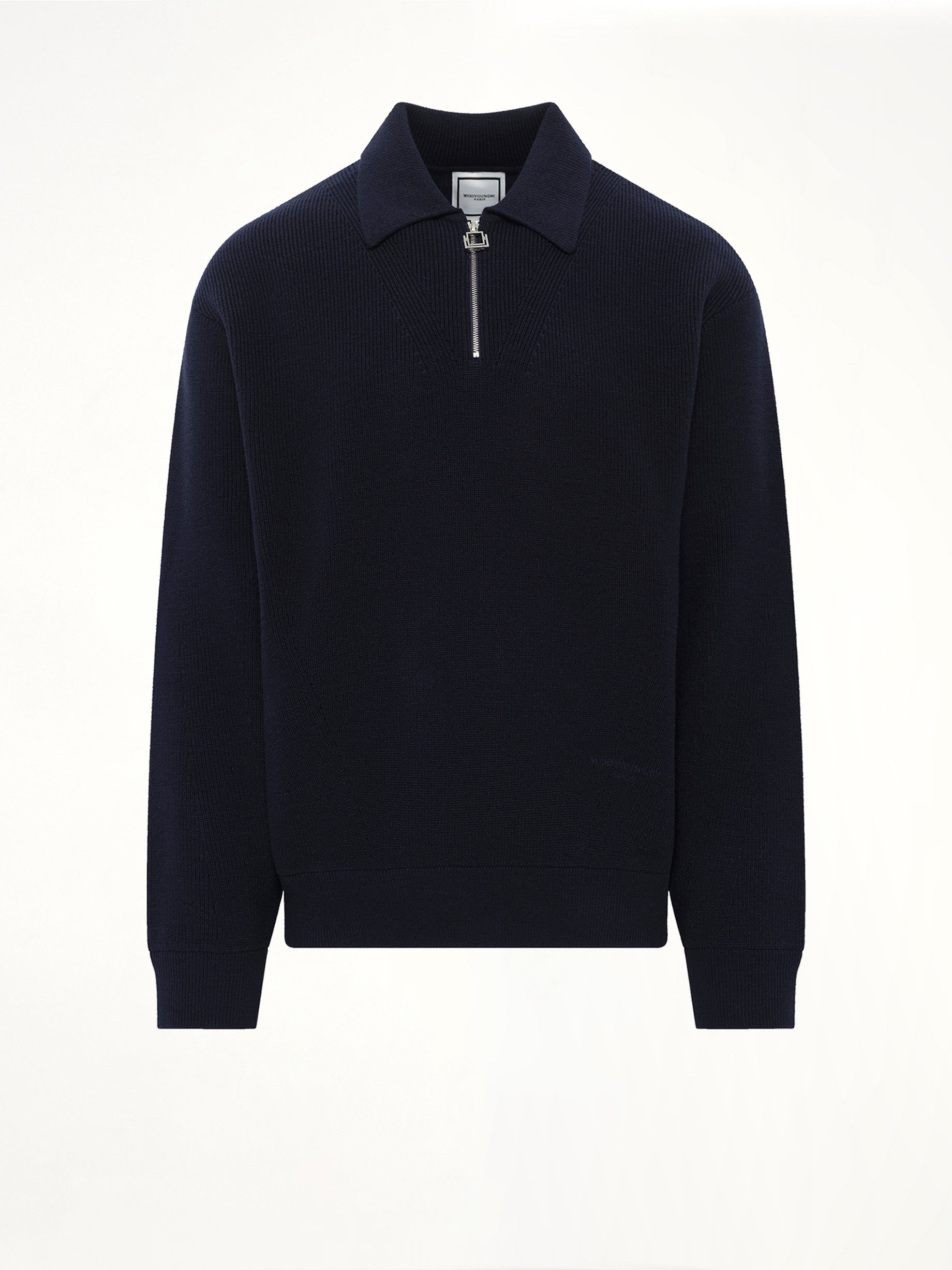 Wool Zip Sweater in Navy