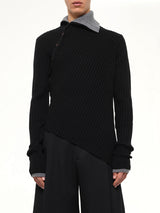Asymmetrical Wool Turtle Neck in Black
