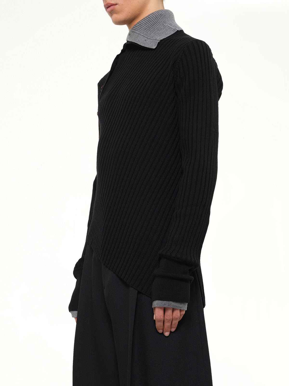 Asymmetrical Wool Turtle Neck in Black