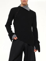 Asymmetrical Wool Turtle Neck in Black