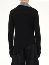 Asymmetrical Wool Turtle Neck in Black