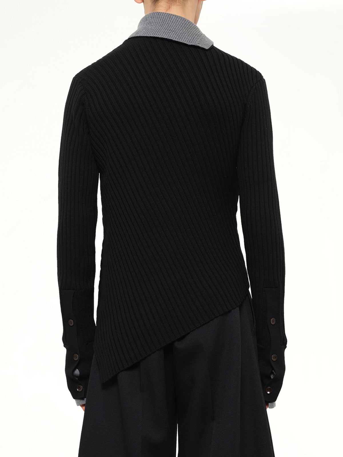 Asymmetrical Wool Turtle Neck in Black