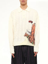 Cliff Crash Cable Knit Rugby in Cream