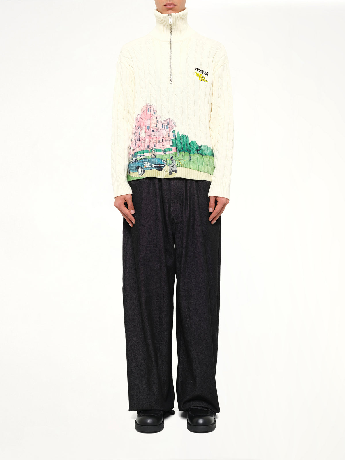 Crime Scene Cable Knit Sweater in Cream