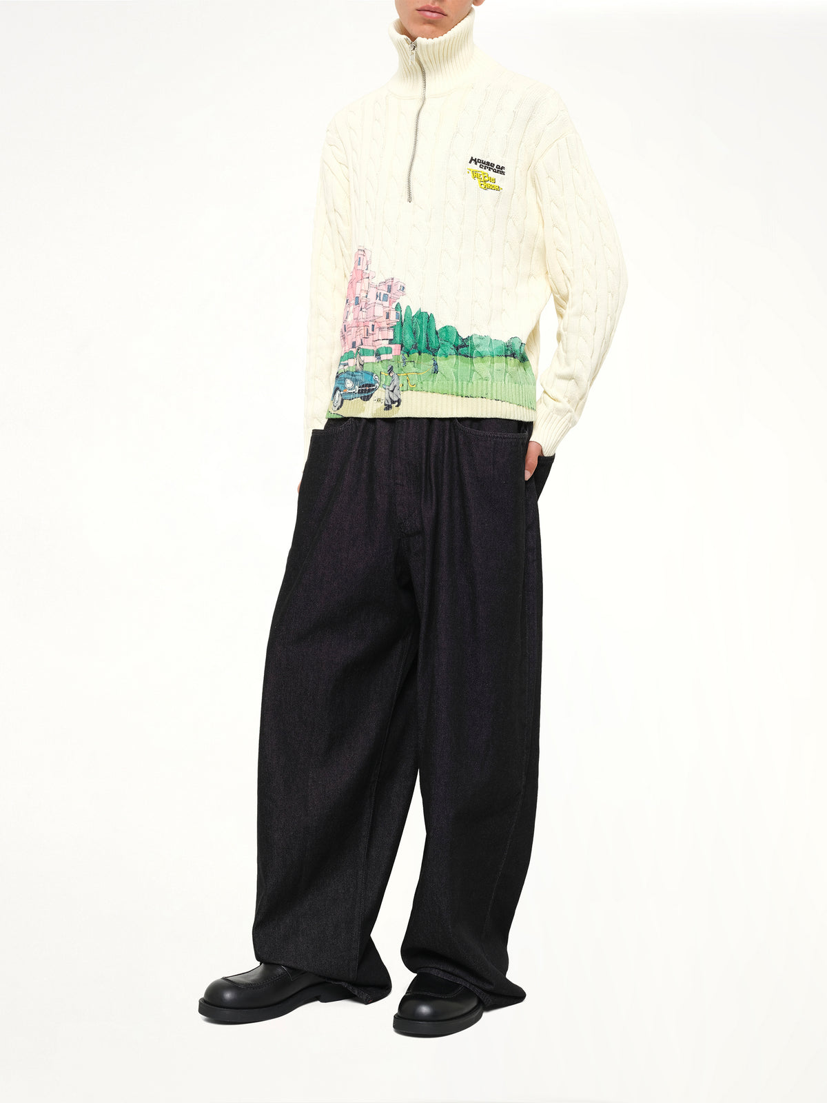 Crime Scene Cable Knit Sweater in Cream