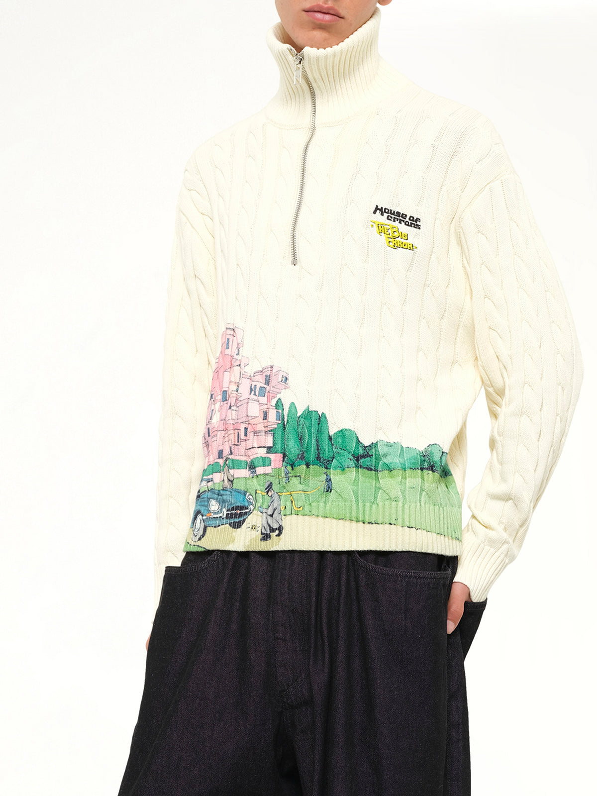 Crime Scene Cable Knit Sweater in Cream