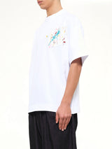 Embroidered Paint Splatter T-Shirt in White