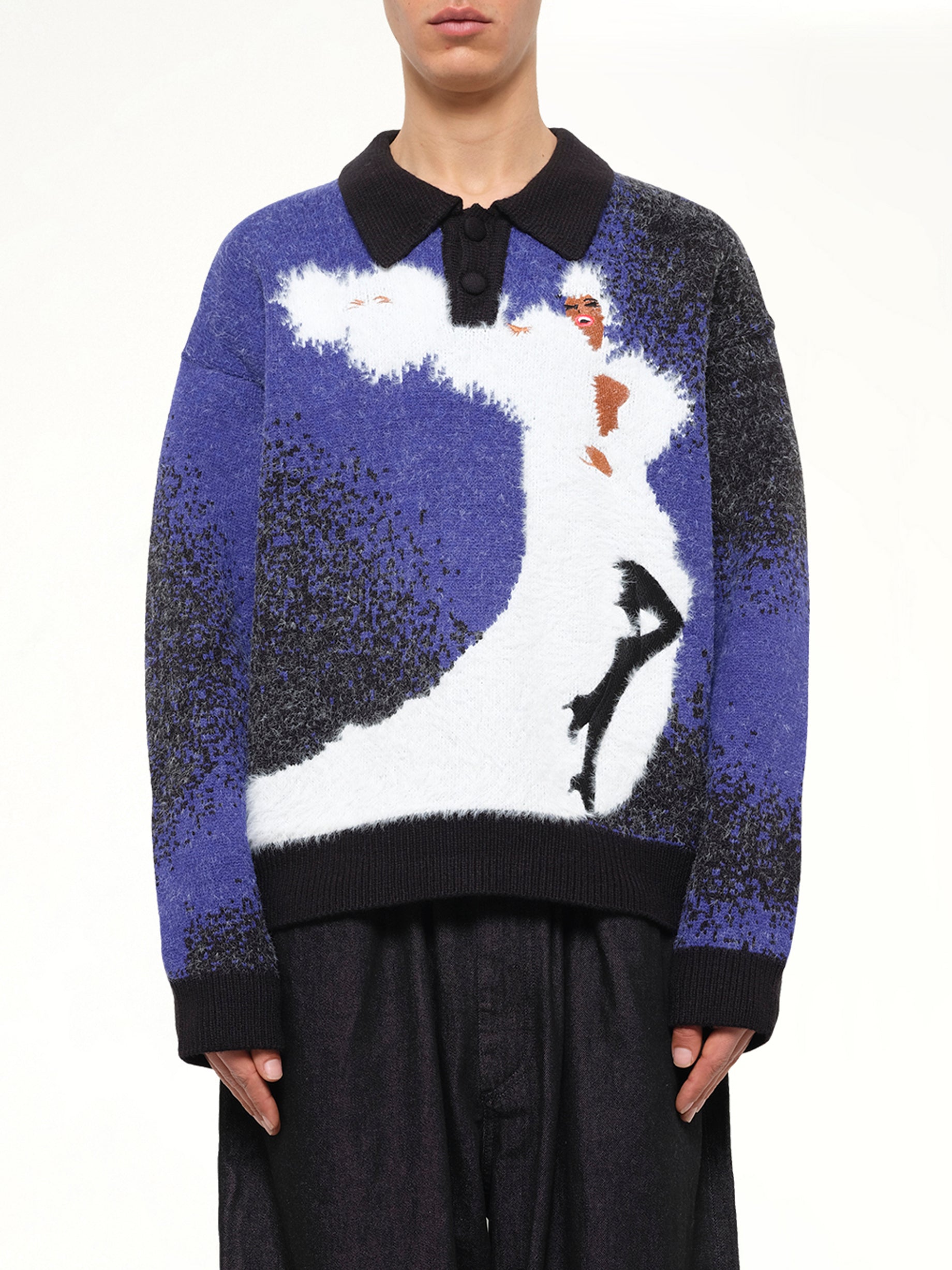 Femme Fatale Knitted Rugby in Dark Blue