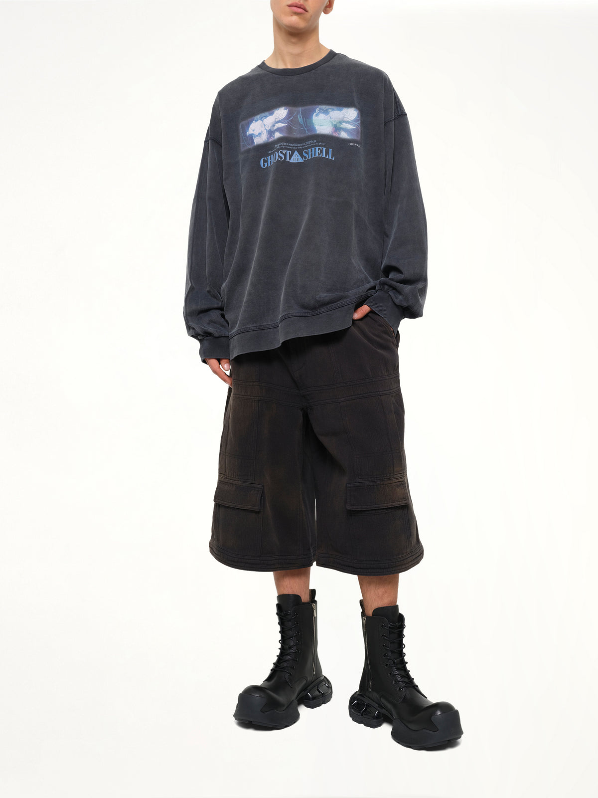 Ghost In The Shell Collab Overfit T-Shirt in Navy