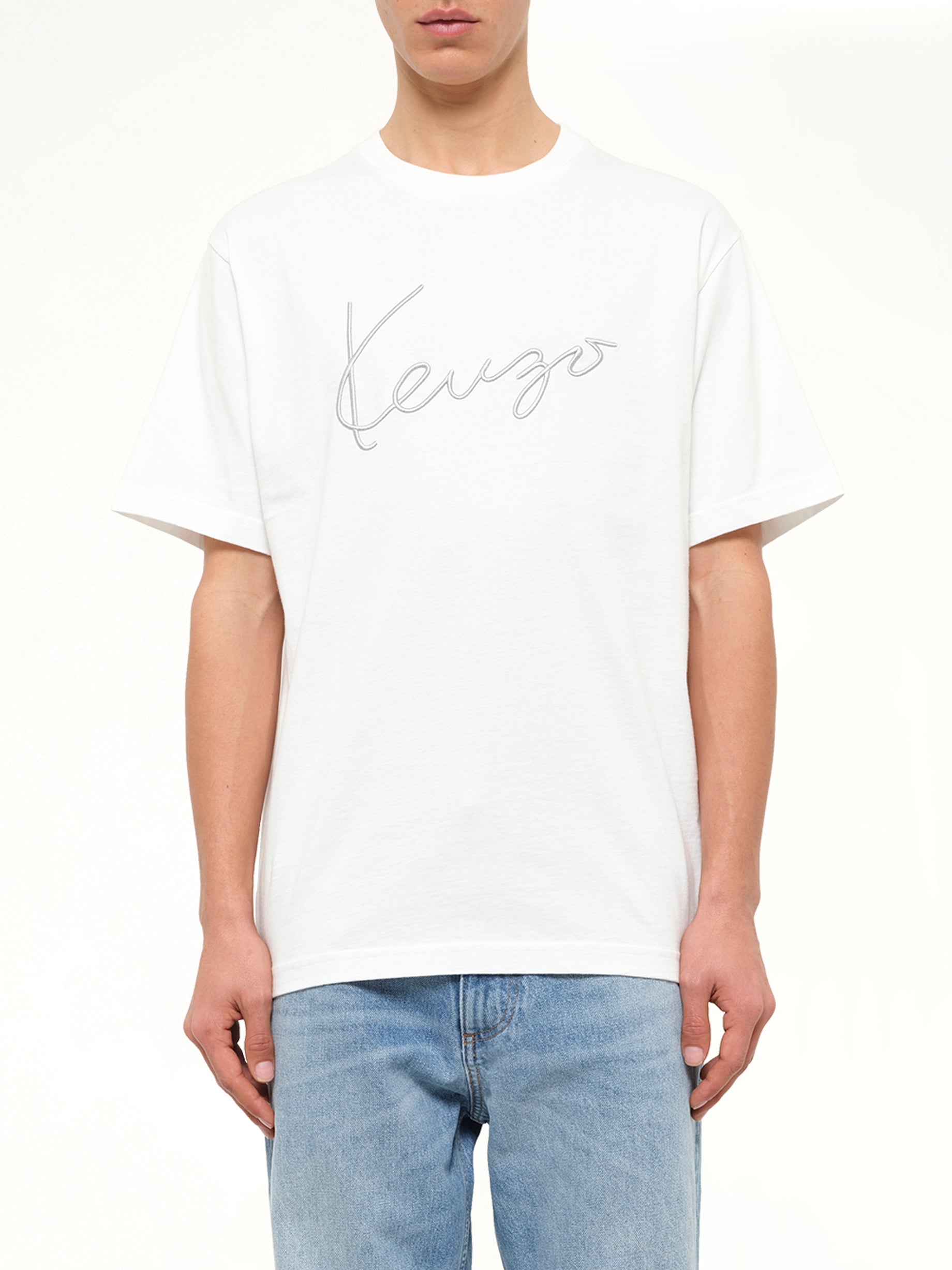 Gots Kenzo Big Signature Classic T-Shirt in Off White