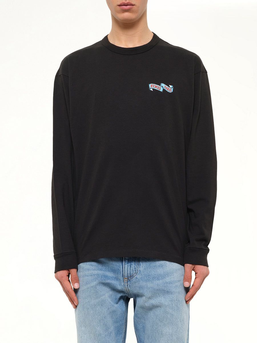 Gots Kenzo Jumping Tiger Long Sleeves T-Shirt in Black