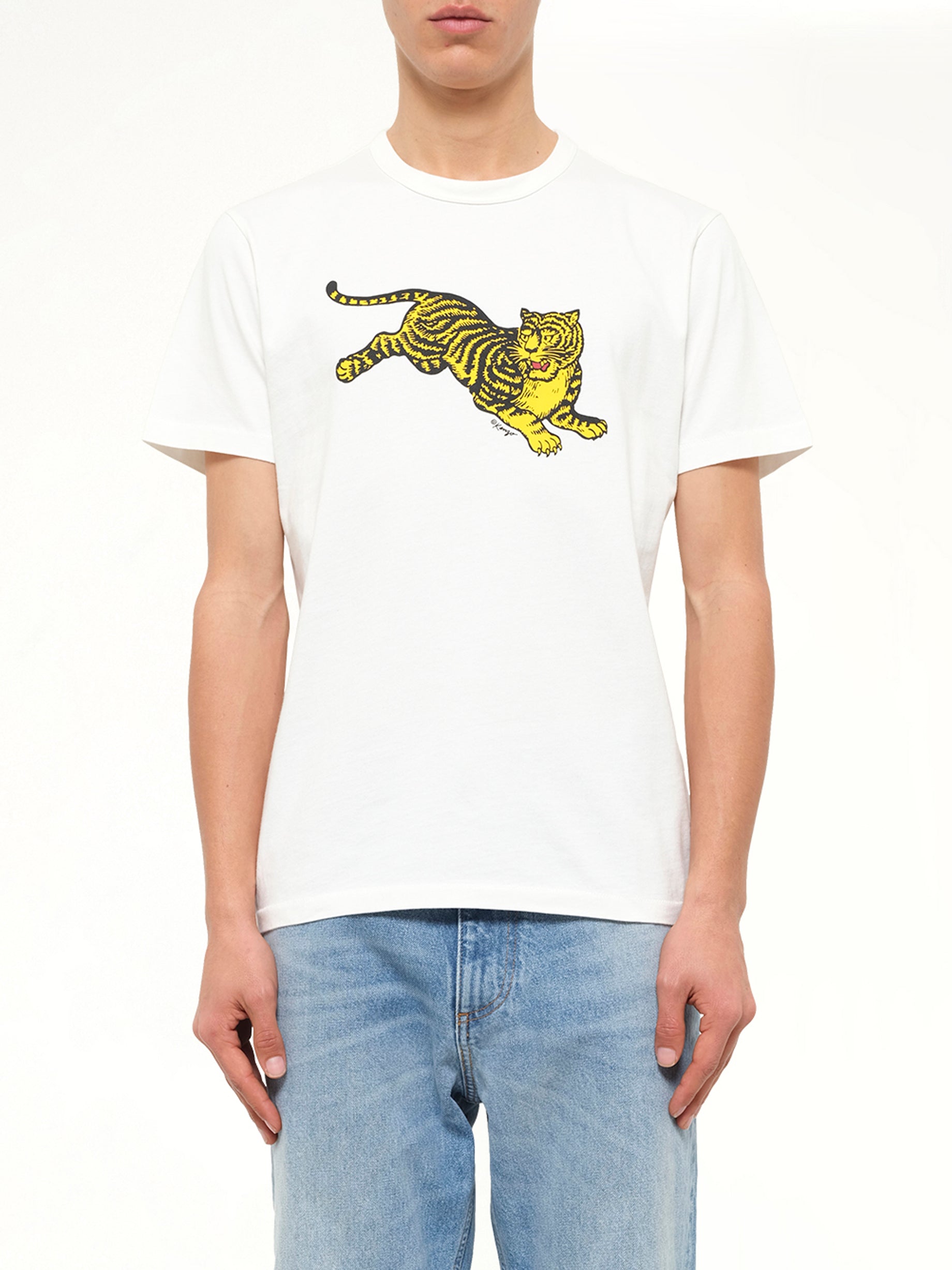 Gots Kenzo Jumping Tiger Slim T-Shirt in Off White