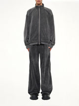 Highneck Denim Zip-Up Jacket in Black