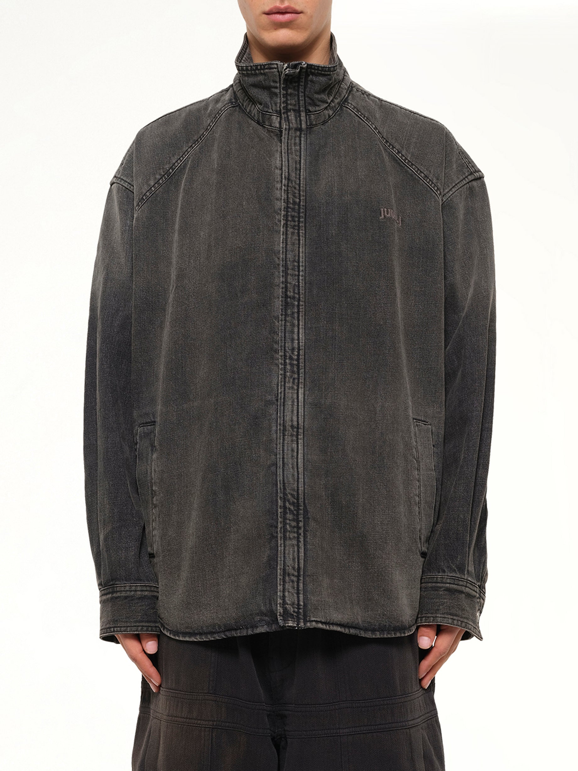 Hoodie Detachable Leather Jumper in Black