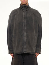 Hoodie Detachable Leather Jumper in Black