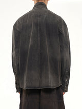 Hoodie Detachable Leather Jumper in Black