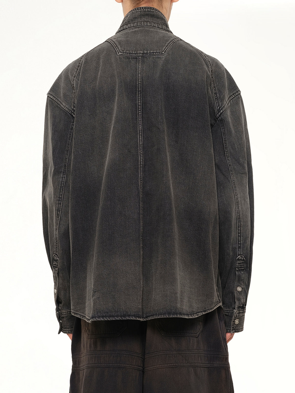 Hoodie Detachable Leather Jumper in Black