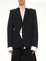 Illusion Tailored Wool Jacket in Black