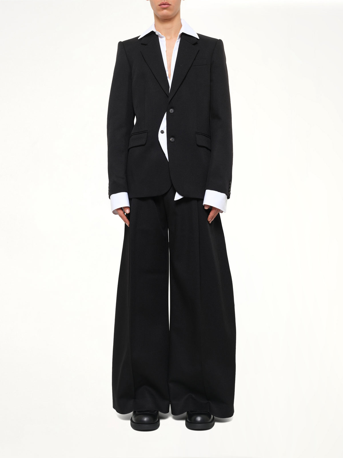Illusion Tailored Wool Jacket in Black