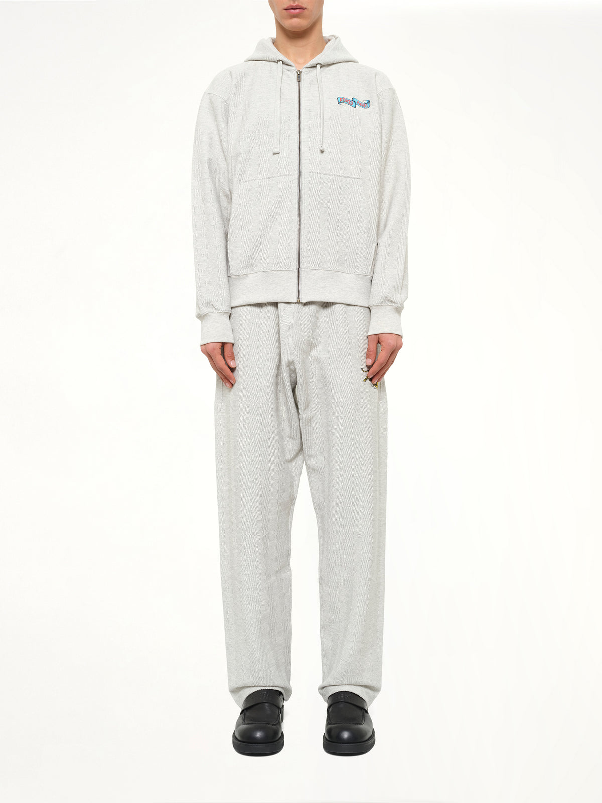 Kenzo Jumping Tiger Classic Zip Up Hoodie in Pale Grey