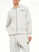 Kenzo Jumping Tiger Classic Zip Up Hoodie in Pale Grey