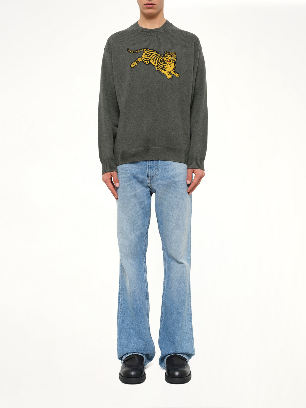 Kenzo Jumping Tiger Jumper in Dark Khaki