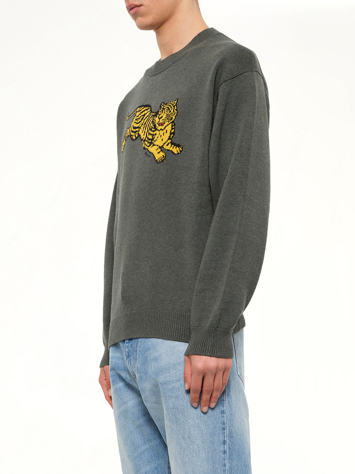 Kenzo Jumping Tiger Jumper in Dark Khaki