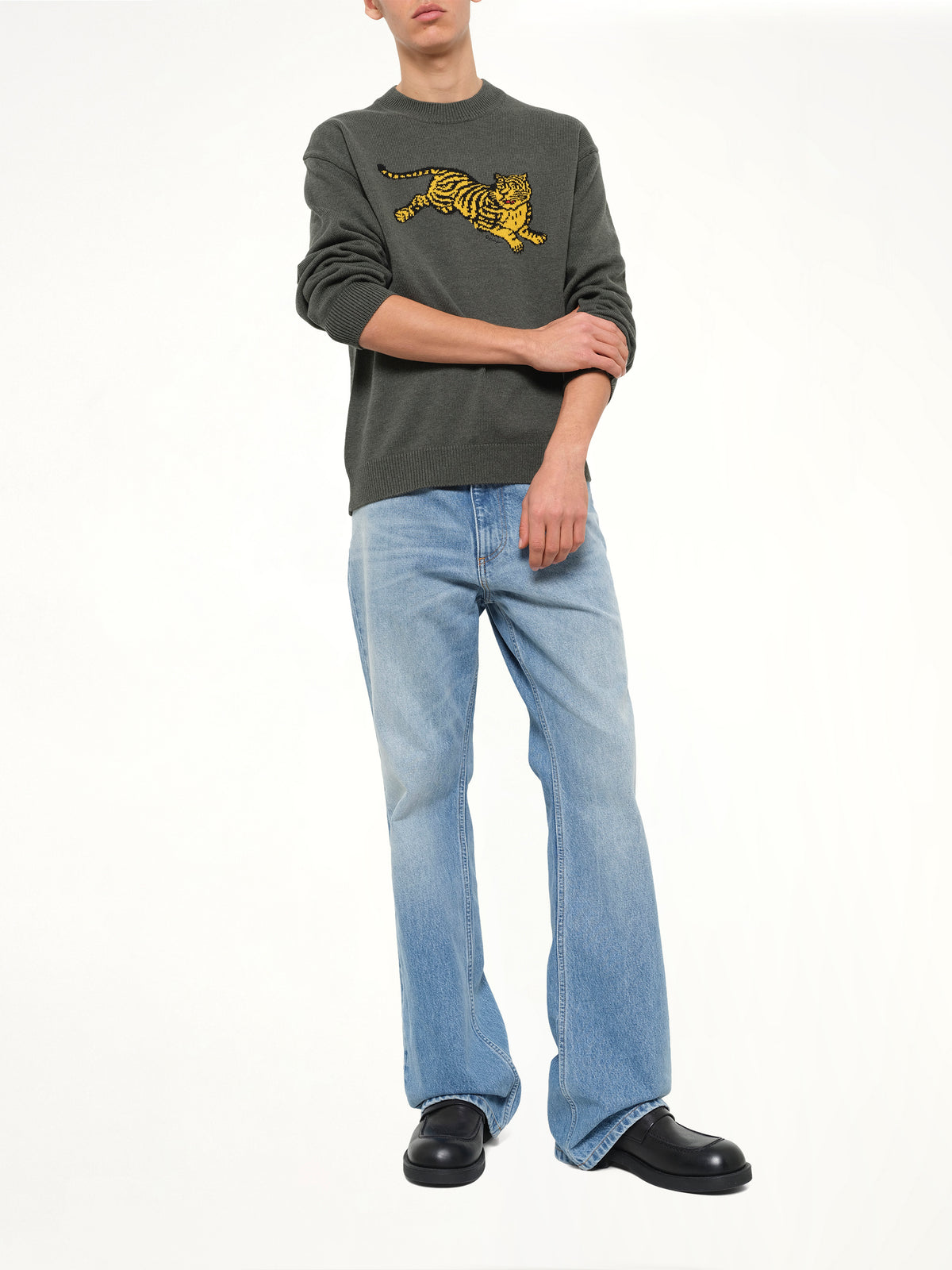 Kenzo Jumping Tiger Jumper in Dark Khaki