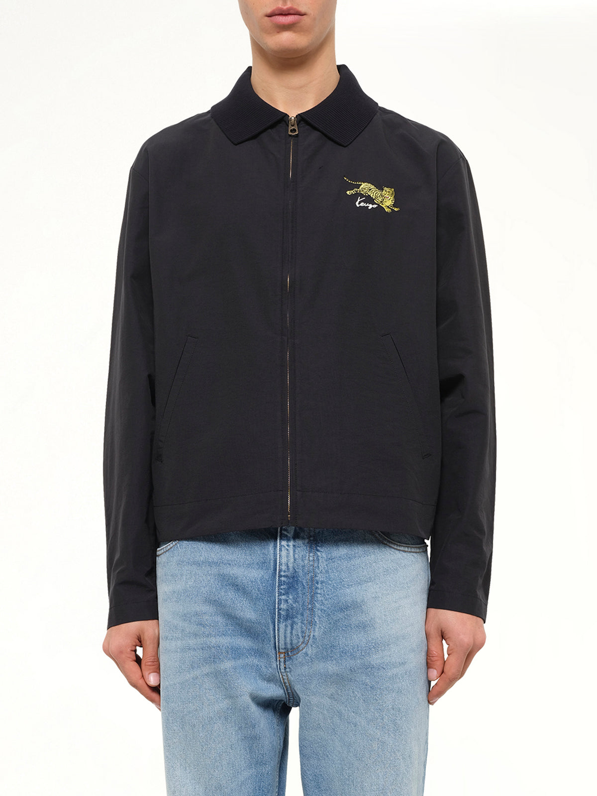 Kenzo Jumping Tiger Zipped Coach Jacket in Black