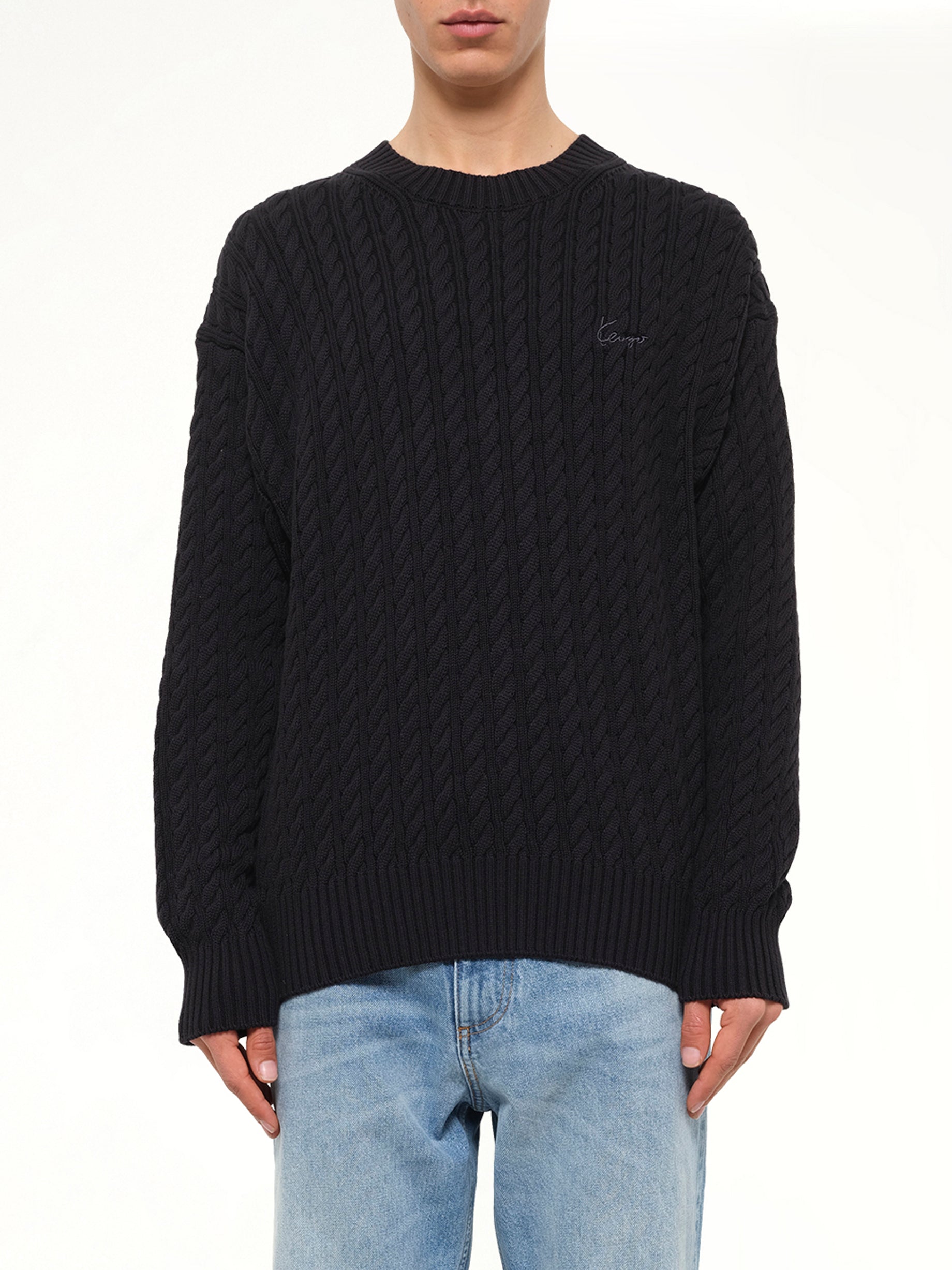 Kenzo Signature Cable Knit Jumper in Black