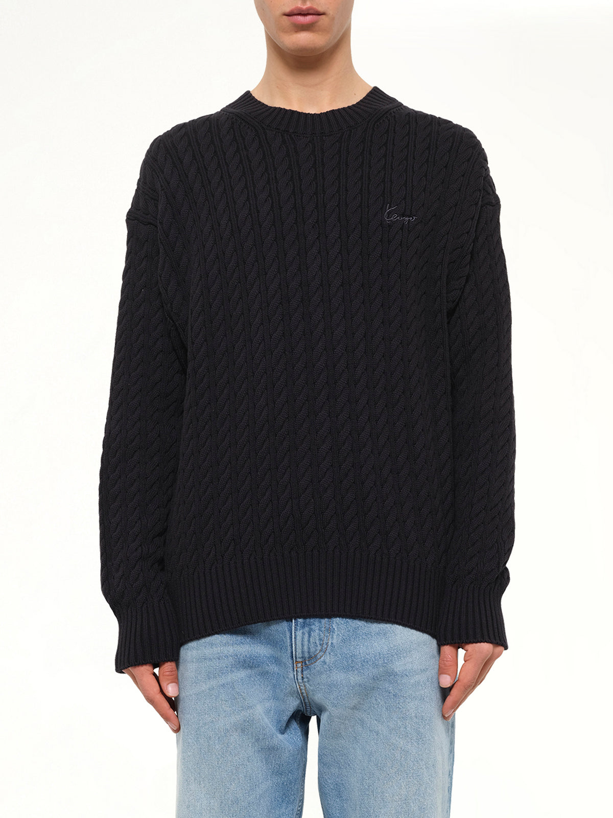 Kenzo Signature Cable Knit Jumper in Black