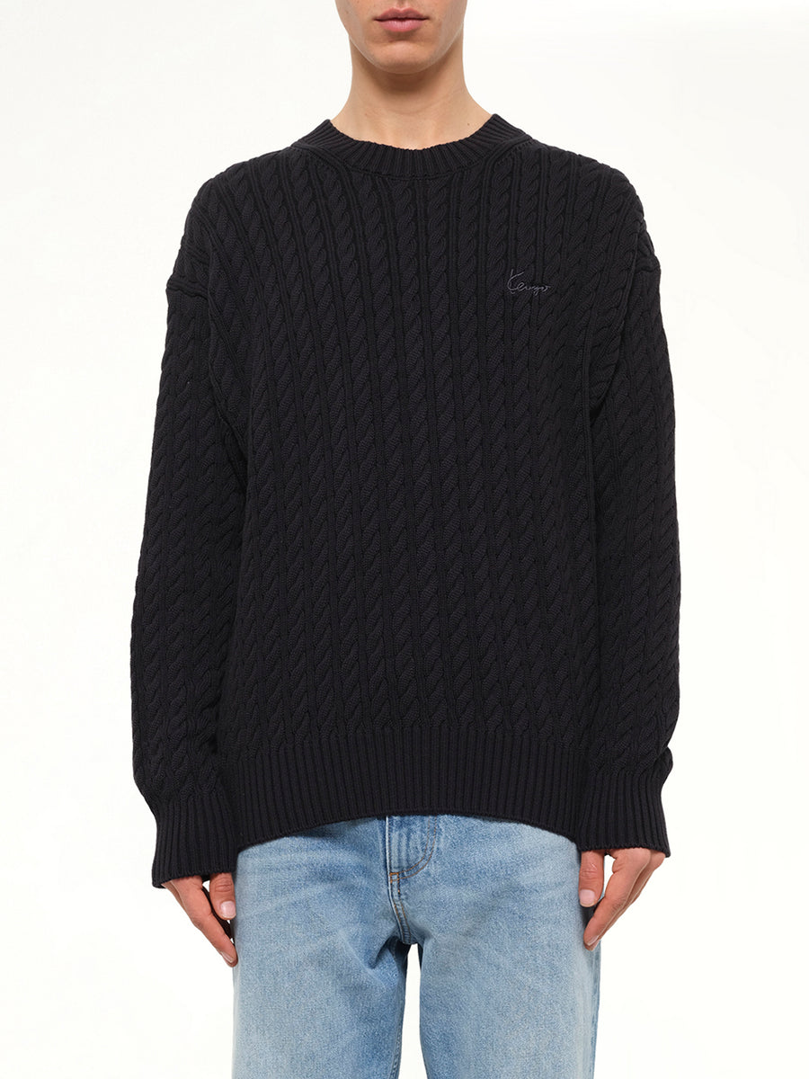 Kenzo Signature Cable Knit Jumper in Black