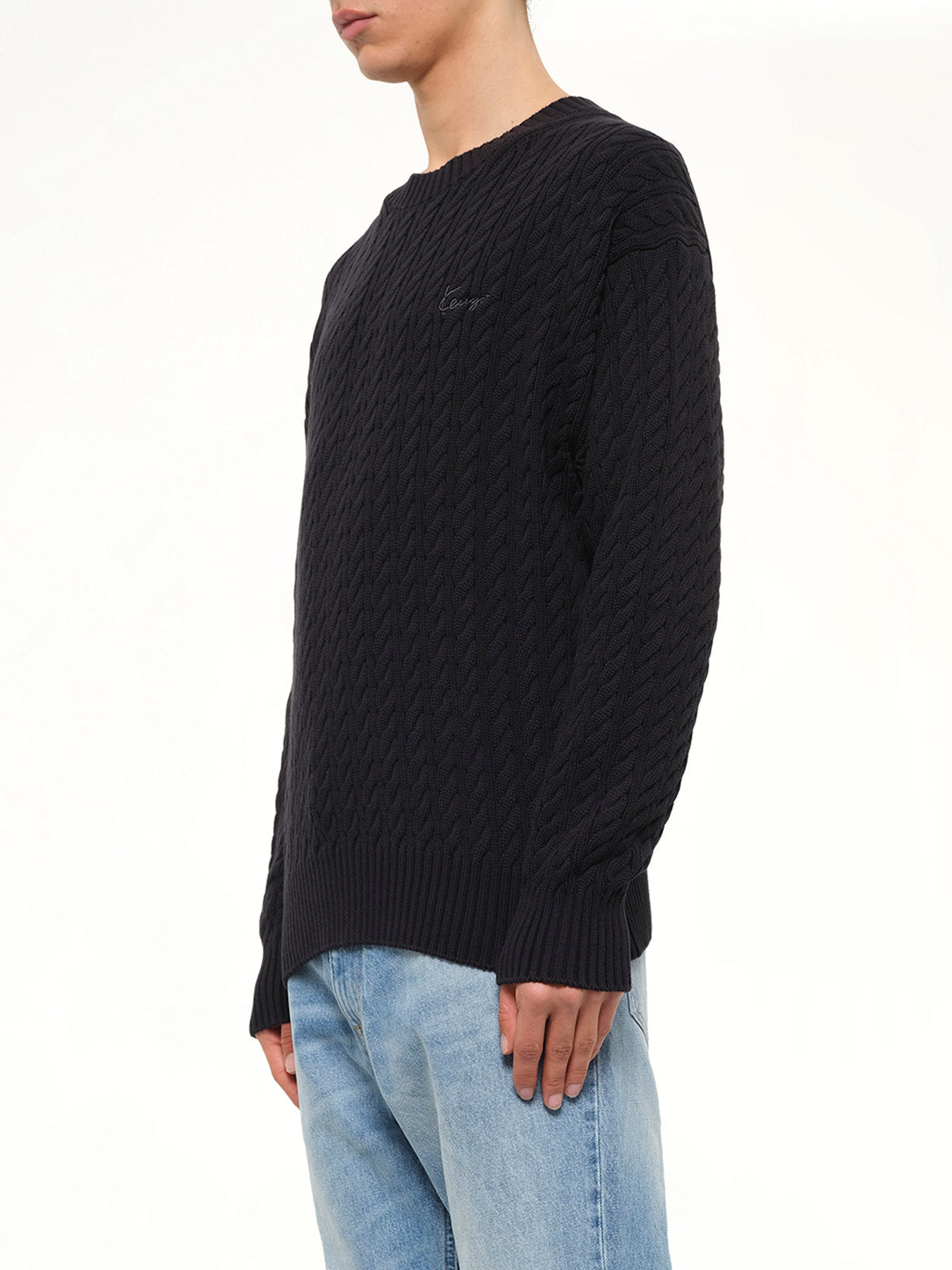Kenzo Signature Cable Knit Jumper in Black