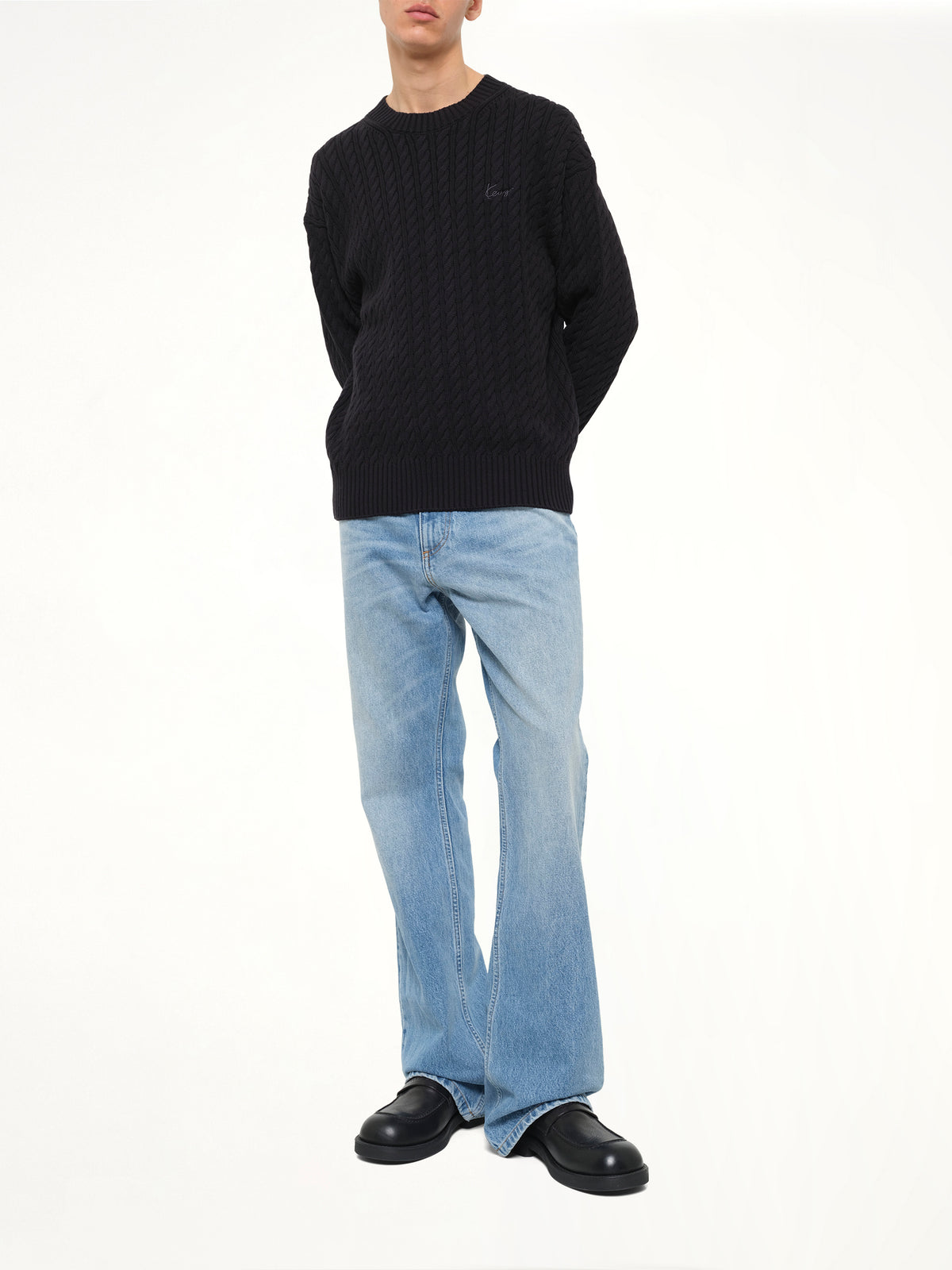 Kenzo Signature Cable Knit Jumper in Black