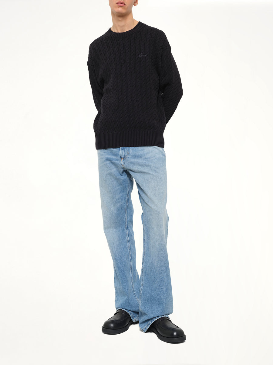 Kenzo Signature Cable Knit Jumper in Black