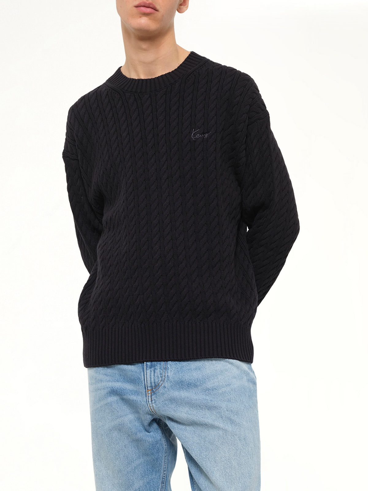 Kenzo Signature Cable Knit Jumper in Black