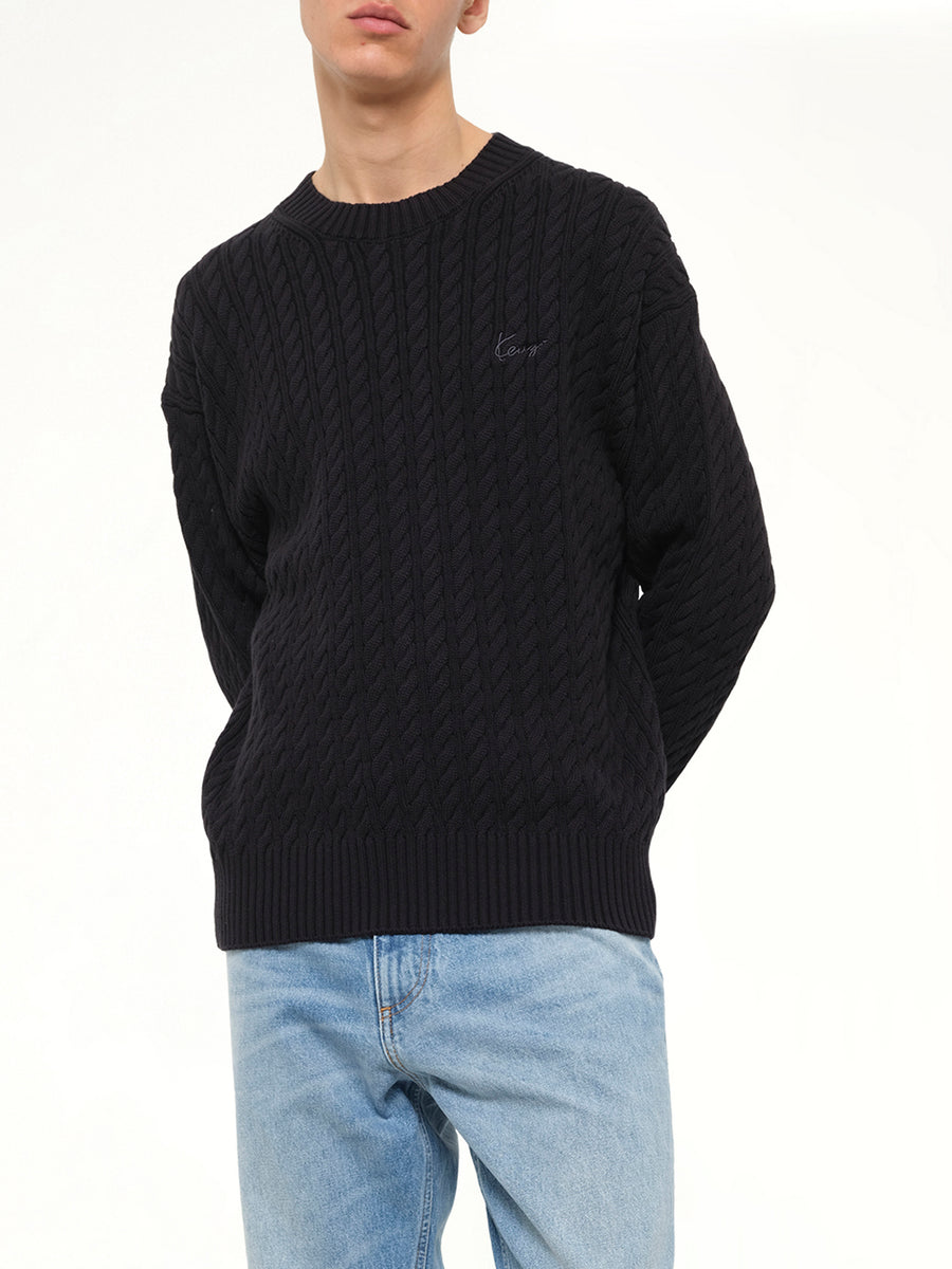 Kenzo Signature Cable Knit Jumper in Black