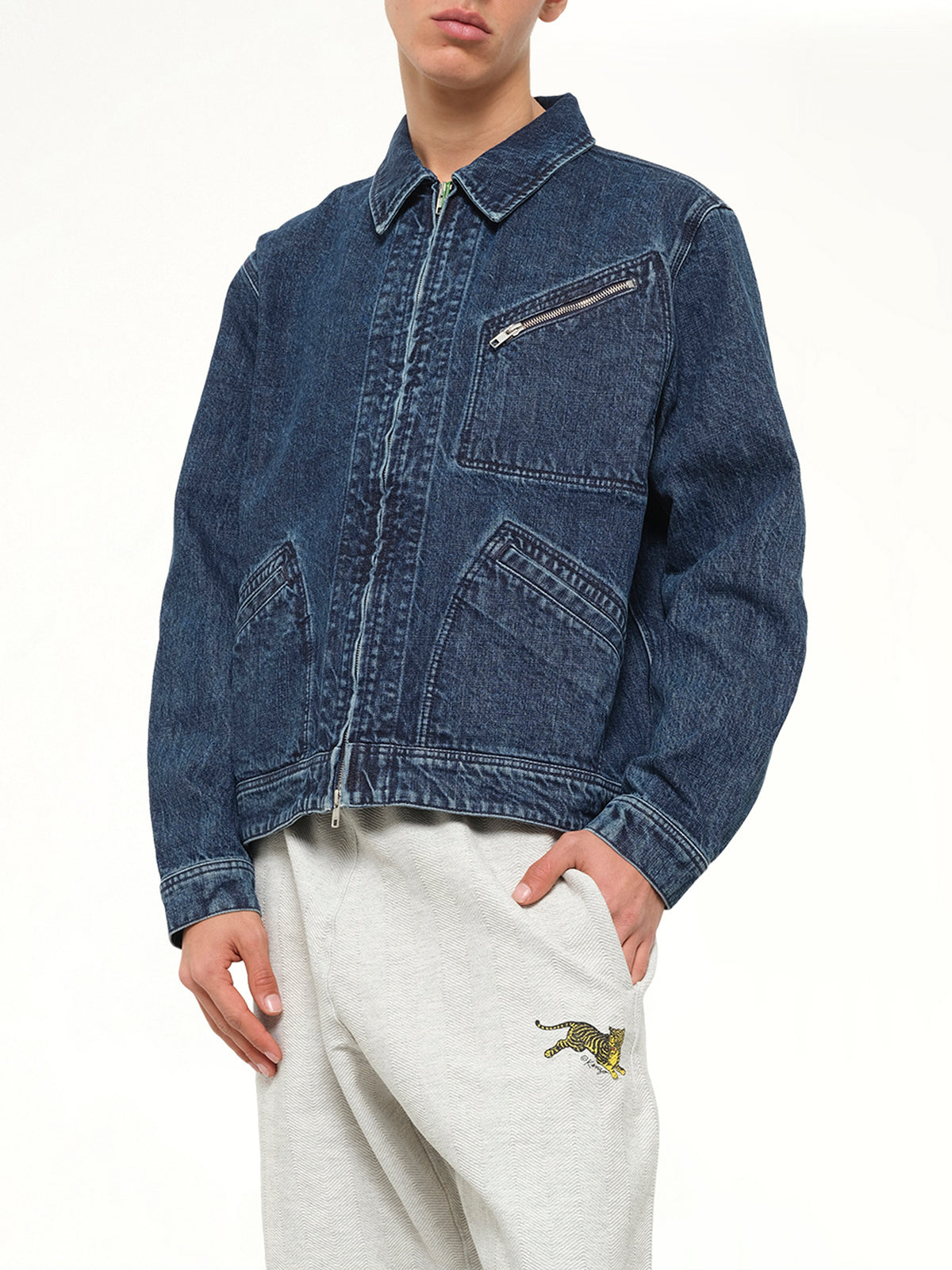 Kenzo Signature Utility Jacket in Medium Stone Blue