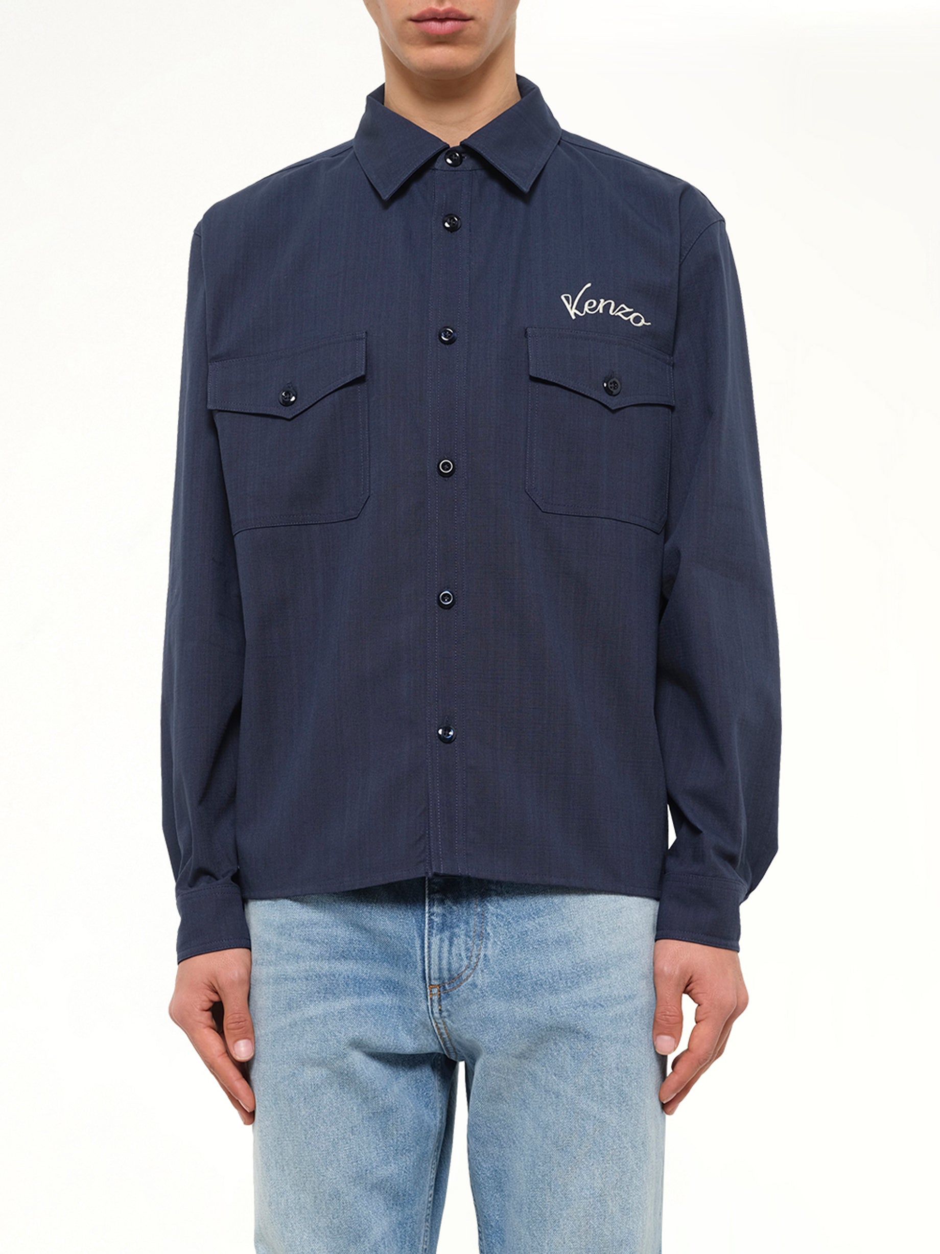 Kenzo Varsity Overshirt in Navy Blue