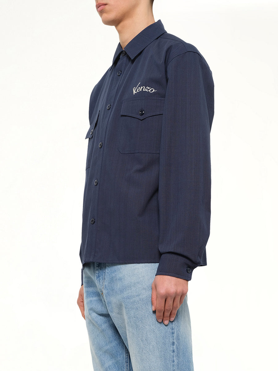 Kenzo Varsity Overshirt in Navy Blue