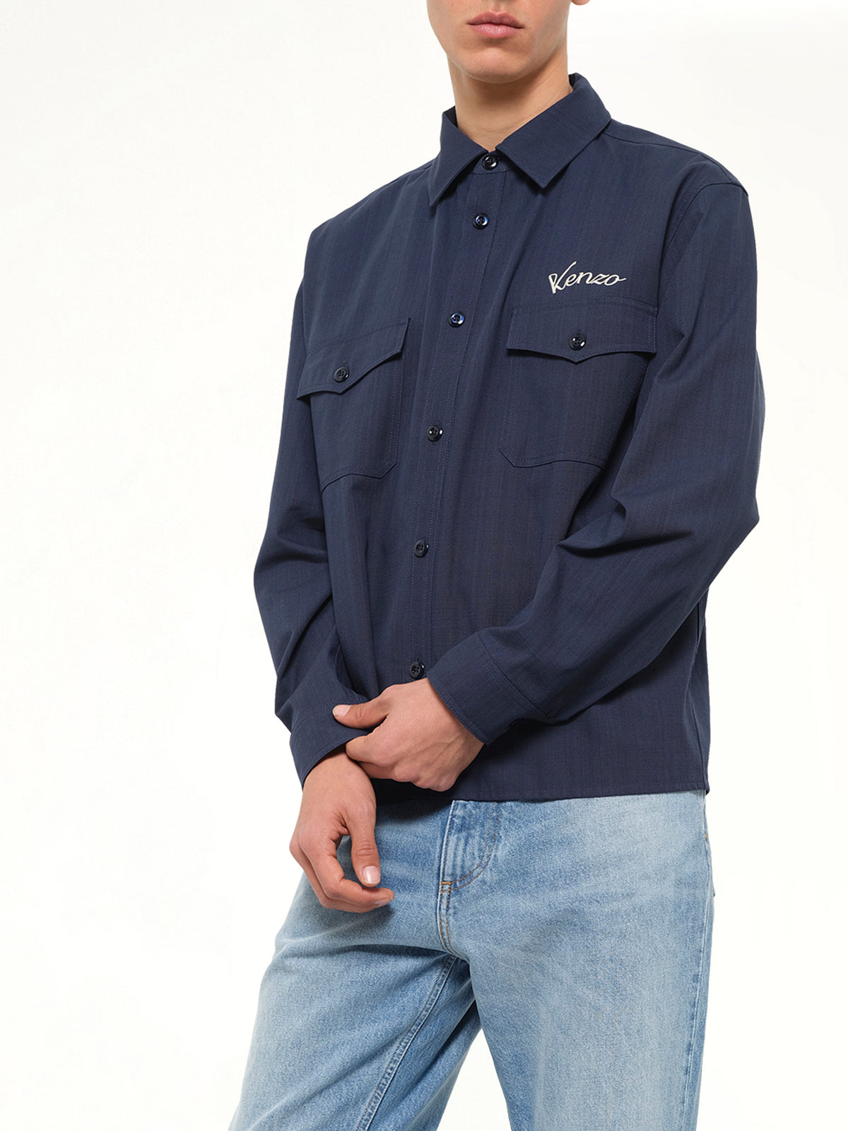Kenzo Varsity Overshirt in Navy Blue