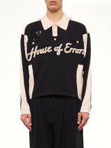 Knitted Cat Burglar Rugby in Black/Beige