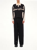 Knitted Cat Burglar Rugby in Black/Beige
