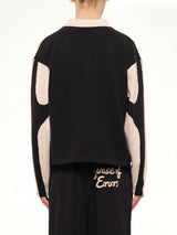 Knitted Cat Burglar Rugby in Black/Beige