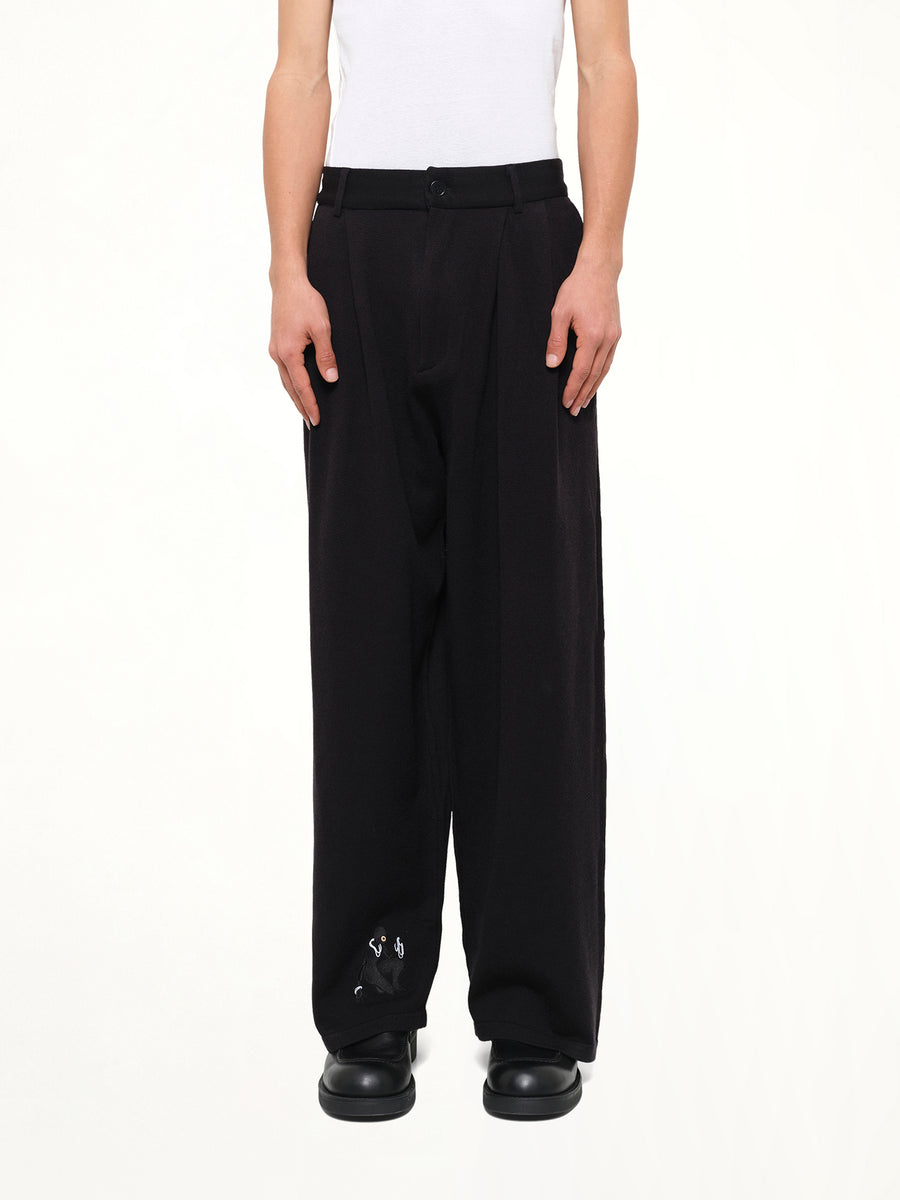 Knitted Cat Burglar Trousers in Black