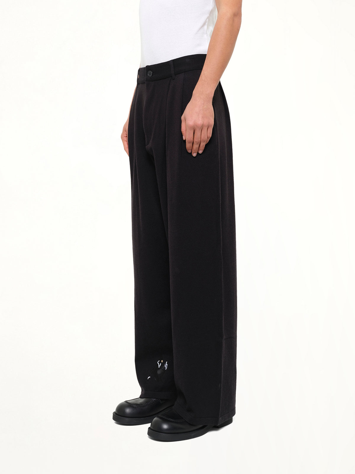 Knitted Cat Burglar Trousers in Black