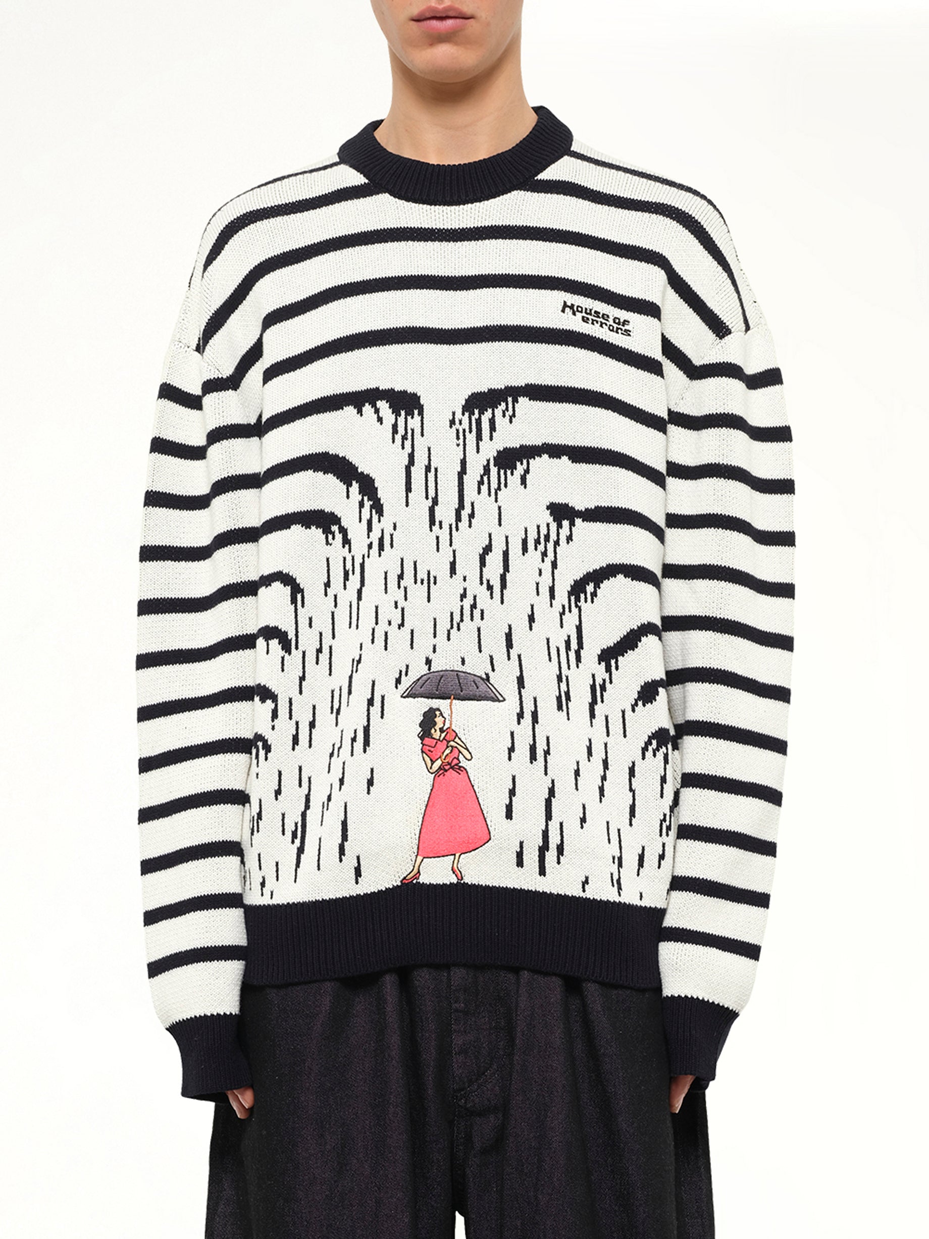 Knitted Rain Sweater in Cream/Black