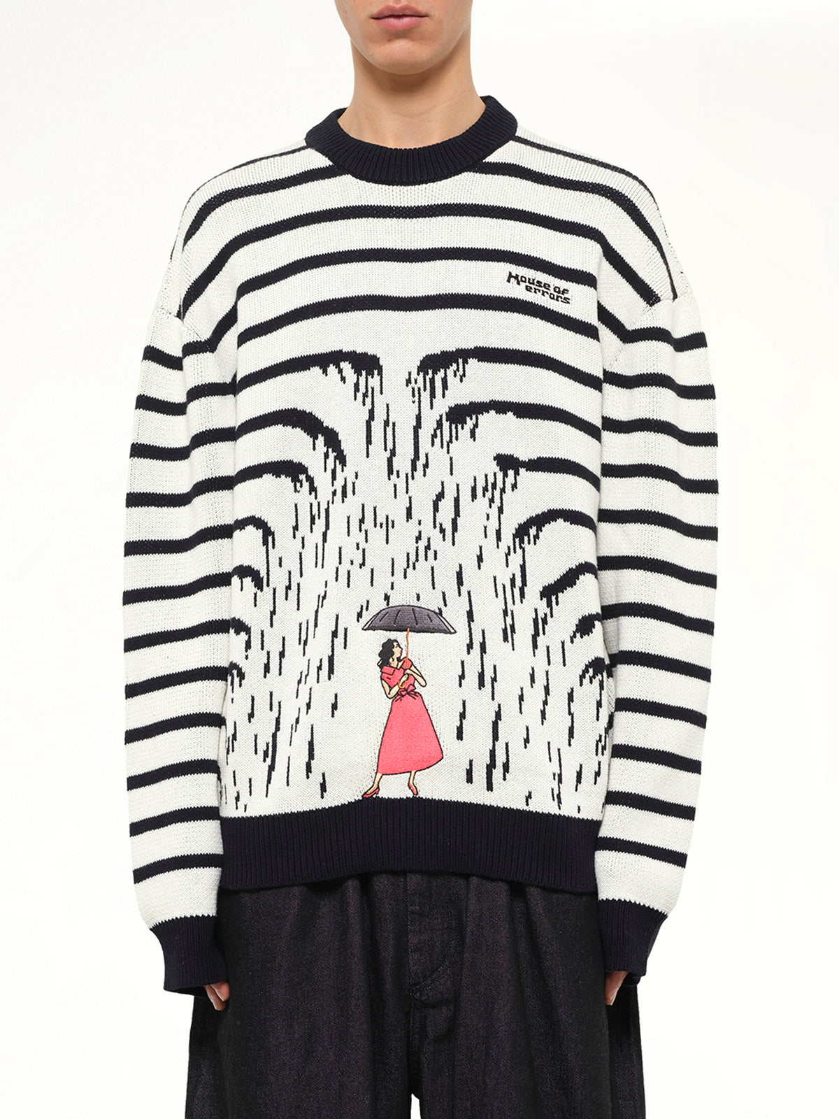 Knitted Rain Sweater in Cream/Black
