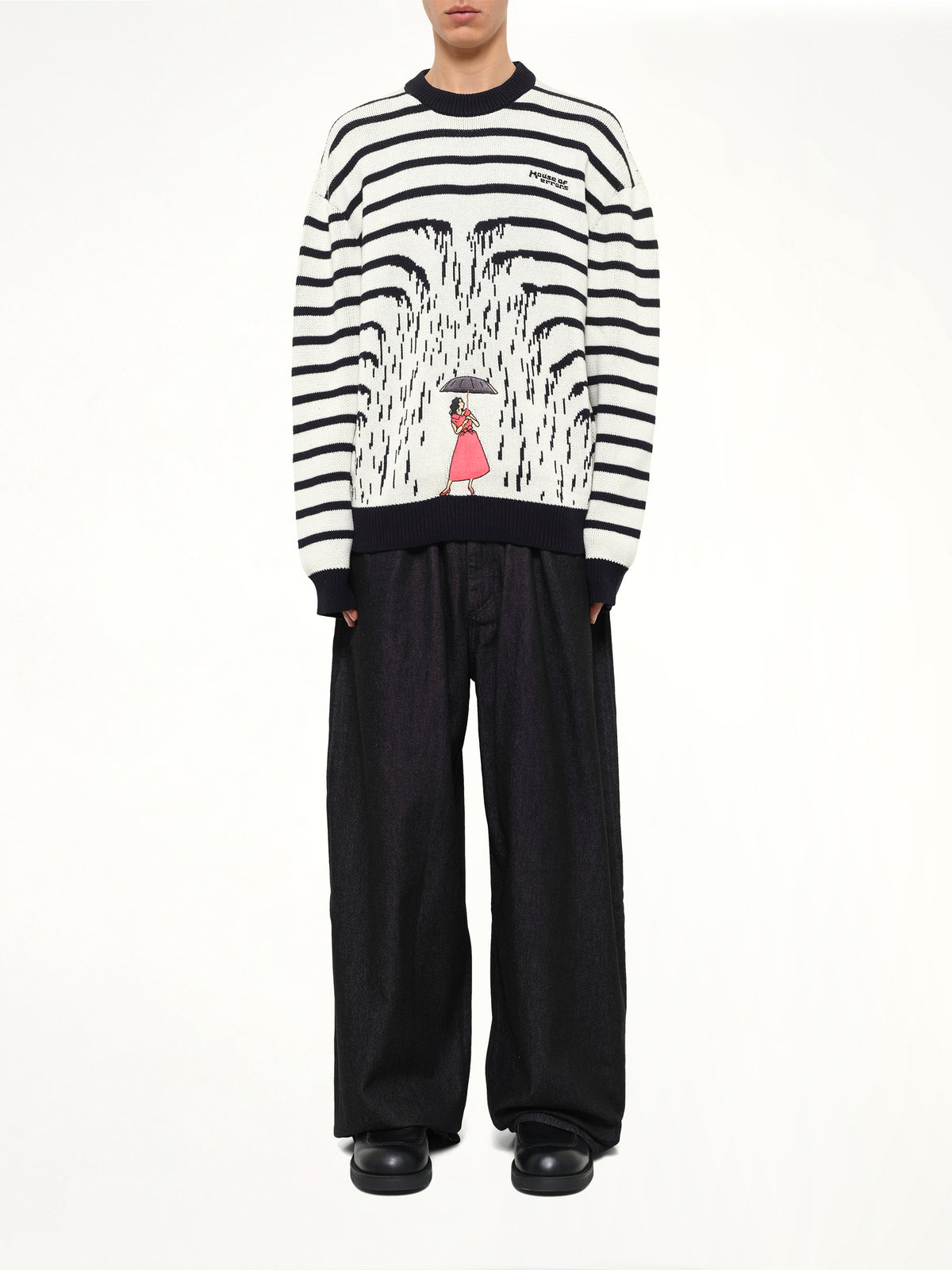 Knitted Rain Sweater in Cream/Black
